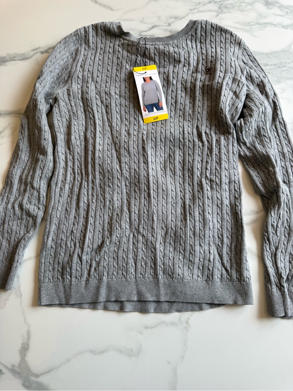 Tommy Hilfiger Light Gray Cable Knit Sweater